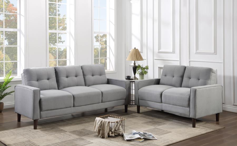 Bowen 2-piece Upholstered Track Arm Tufted Sofa Set Grey-zoom-1
