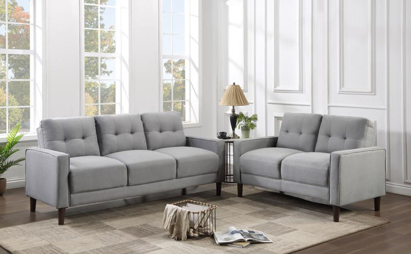 Bowen 2-piece Upholstered Track Arm Tufted Sofa Set Grey-zoom-
