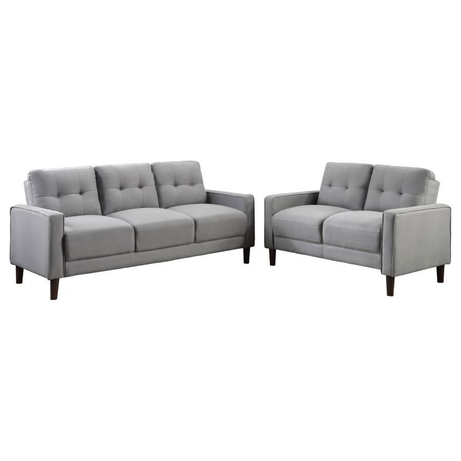 Bowen 2-piece Upholstered Track Arm Tufted Sofa Set Grey-zoom-2