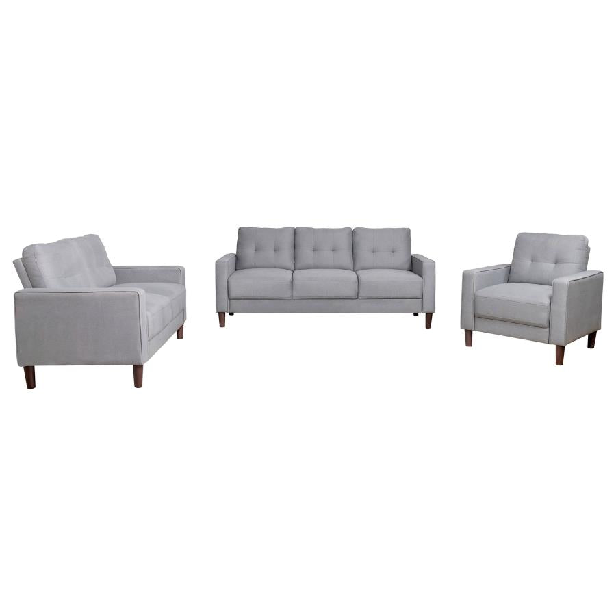 Bowen 3-piece Upholstered Track Arm Tufted Sofa Set Grey-2