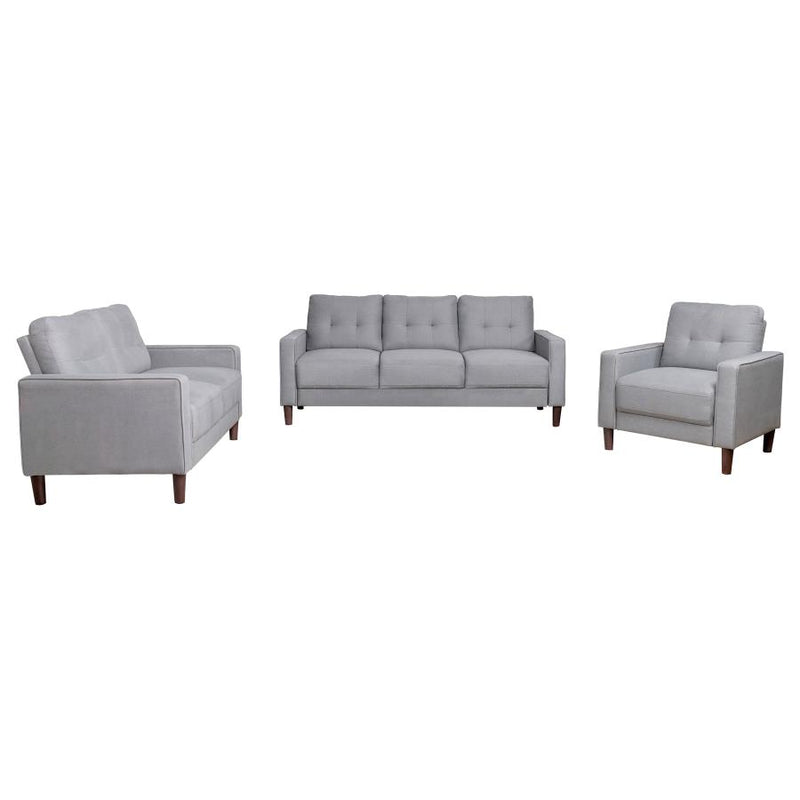 Bowen 3-piece Upholstered Track Arm Tufted Sofa Set Grey-zoom-