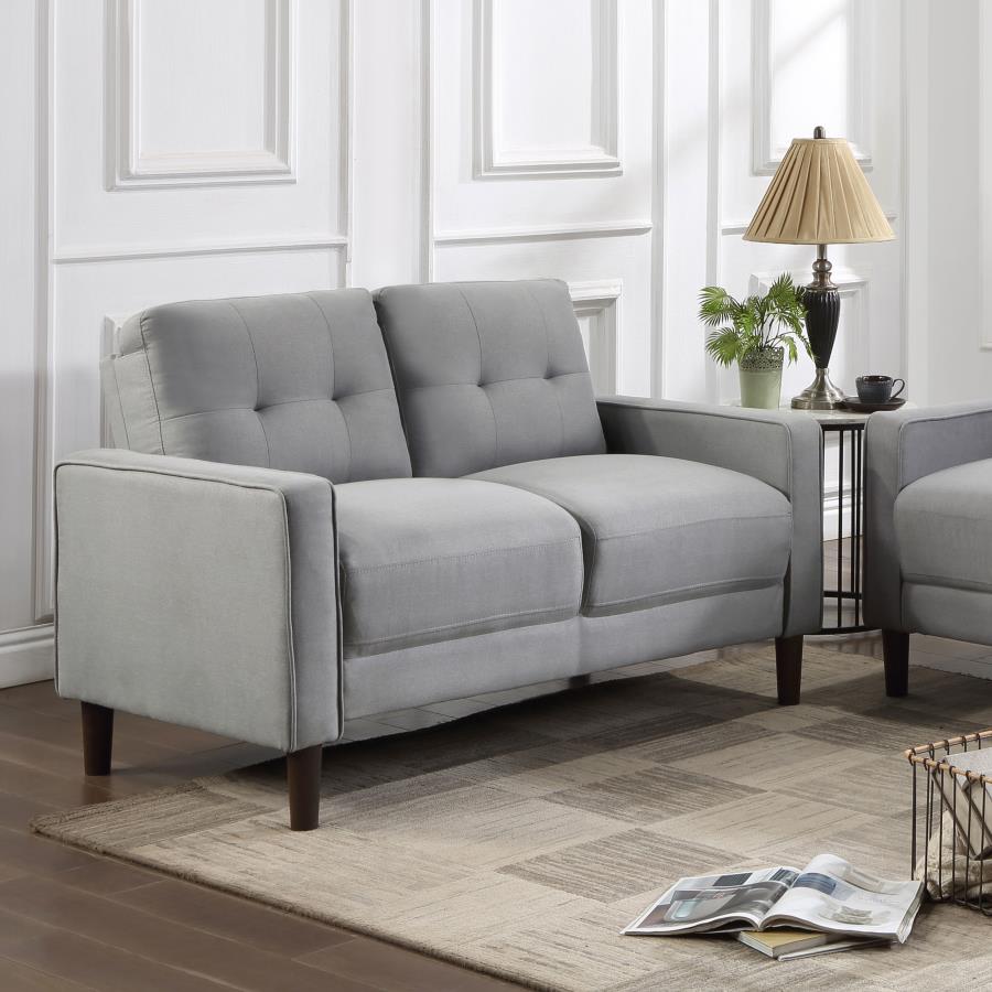 Bowen Upholstered Track Arm Tufted Loveseat Grey-zoom-2