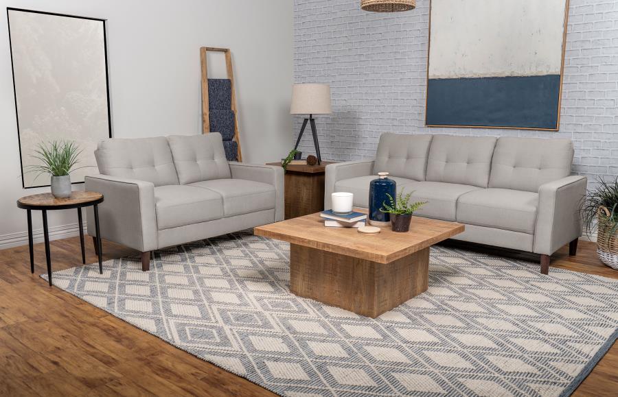 Bowen 2-piece Upholstered Track Arm Tufted Sofa Set Beige-1