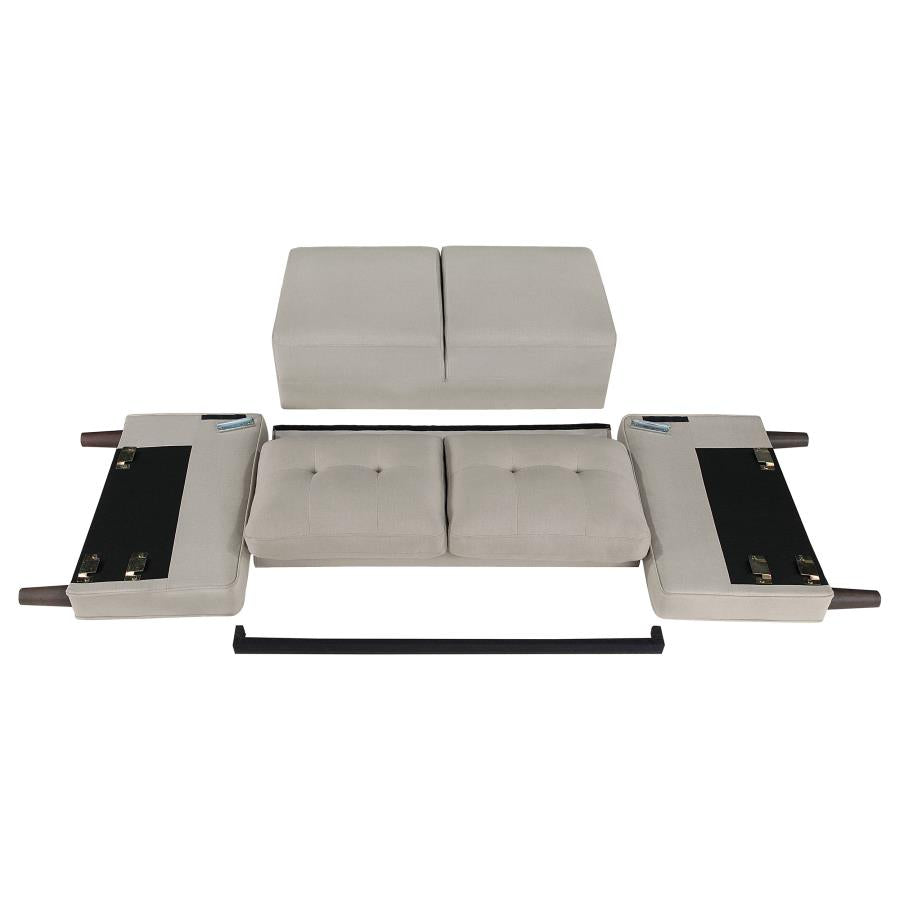 Bowen 2-piece Upholstered Track Arm Tufted Sofa Set Beige-12