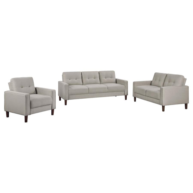 Bowen 3-piece Upholstered Track Arm Tufted Sofa Set Beige-zoom-