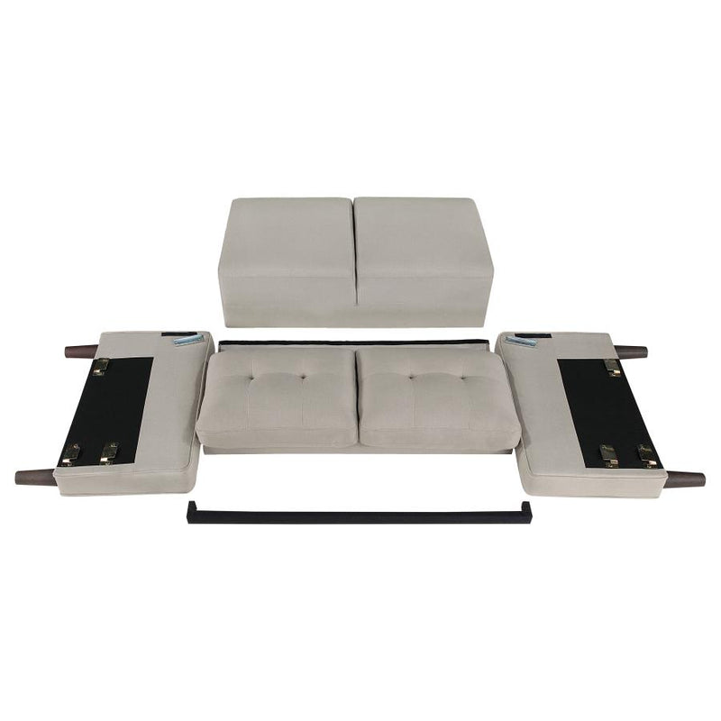 Bowen 3-piece Upholstered Track Arm Tufted Sofa Set Beige-zoom-