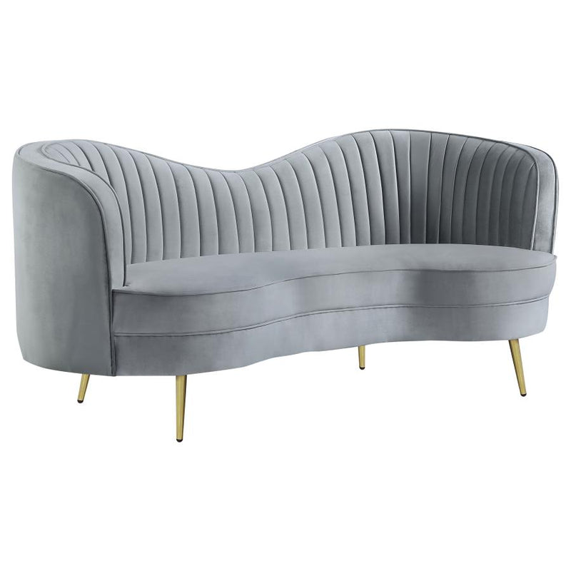 Sophia 2-piece Upholstered Channel Tufted Sofa Set Grey-zoom-