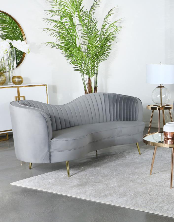 Sophia Upholstered Channel Tufted Sofa Grey-zoom-