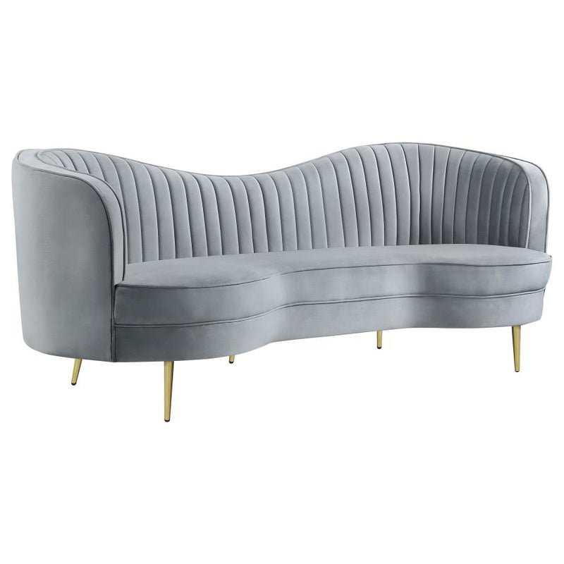 Sophia Upholstered Channel Tufted Sofa Grey-zoom-