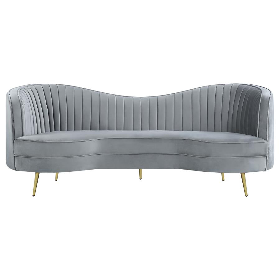 Sophia Upholstered Channel Tufted Sofa Grey-3