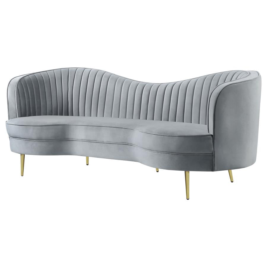 Sophia Upholstered Channel Tufted Sofa Grey-zoom-4