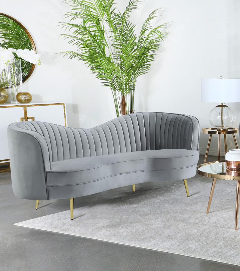 Sophia Upholstered Channel Tufted Loveseat Grey-2