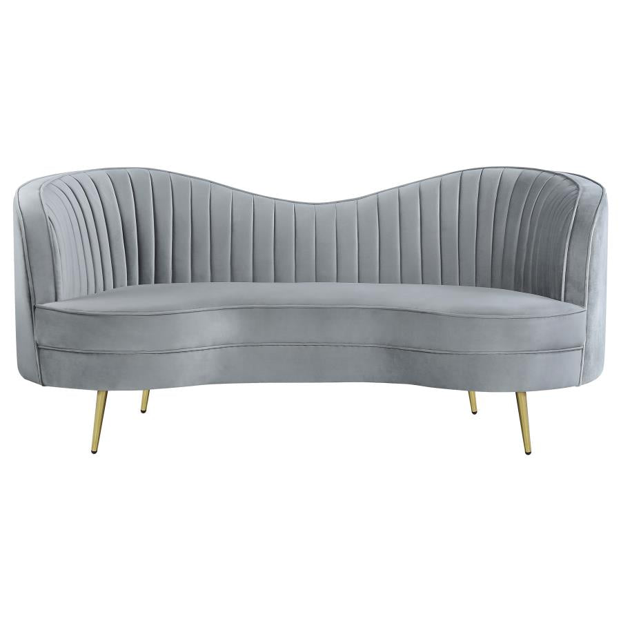 Sophia Upholstered Channel Tufted Loveseat Grey-zoom-3