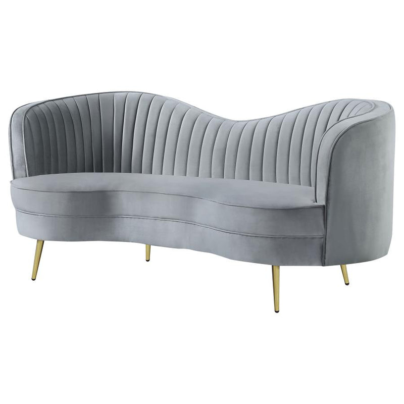 Sophia Upholstered Channel Tufted Loveseat Grey-zoom-