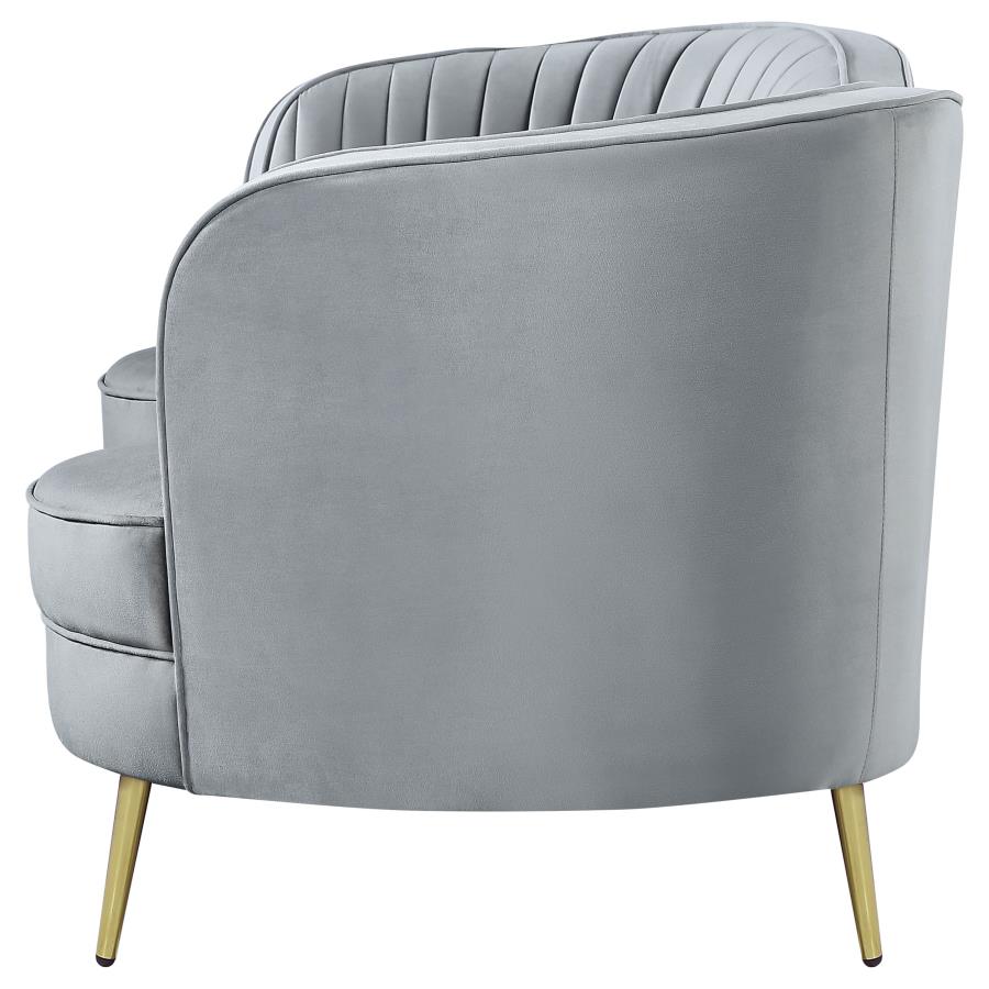 Sophia Upholstered Channel Tufted Loveseat Grey-zoom-5