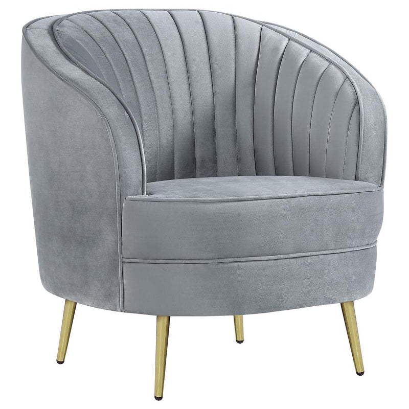 Sophia Upholstered Channel Tufted Barrel Accent Chair Grey-zoom-