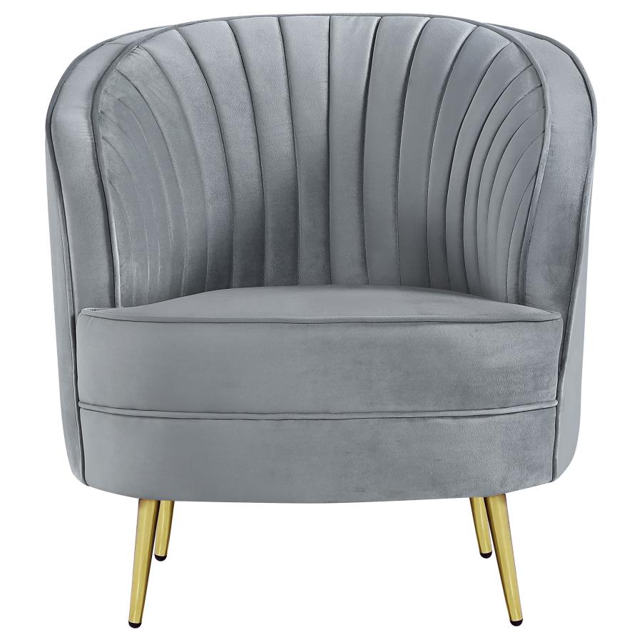 Sophia Upholstered Channel Tufted Barrel Accent Chair Grey-3