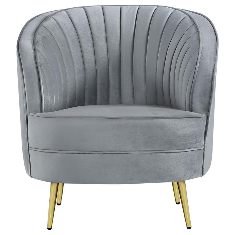 Sophia Upholstered Channel Tufted Barrel Accent Chair Grey-zoom-
