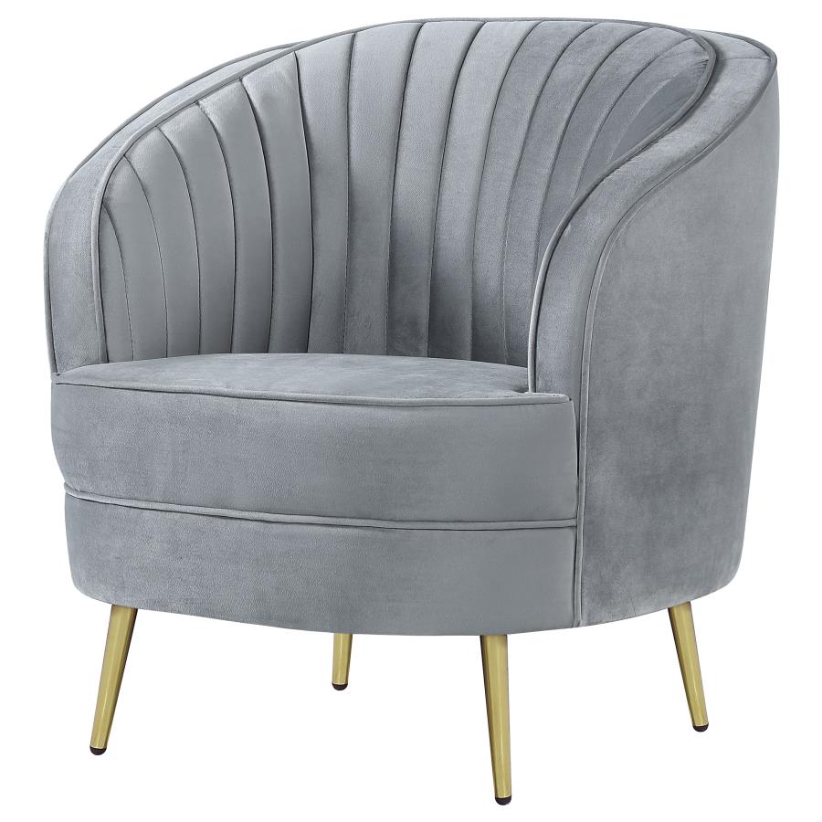 Sophia Upholstered Channel Tufted Barrel Accent Chair Grey-zoom-4
