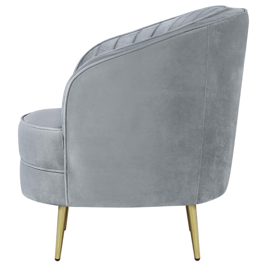 Sophia Upholstered Channel Tufted Barrel Accent Chair Grey-zoom-5