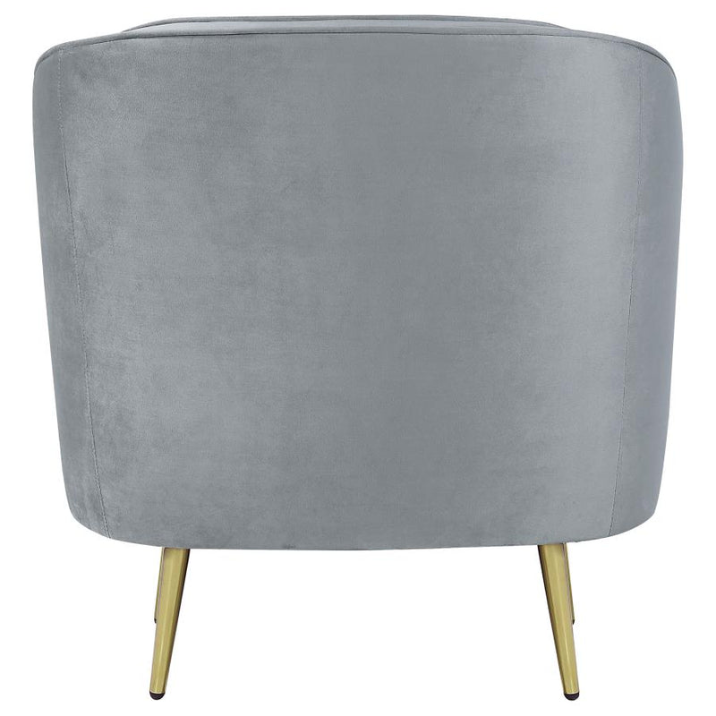 Sophia Upholstered Channel Tufted Barrel Accent Chair Grey-zoom-