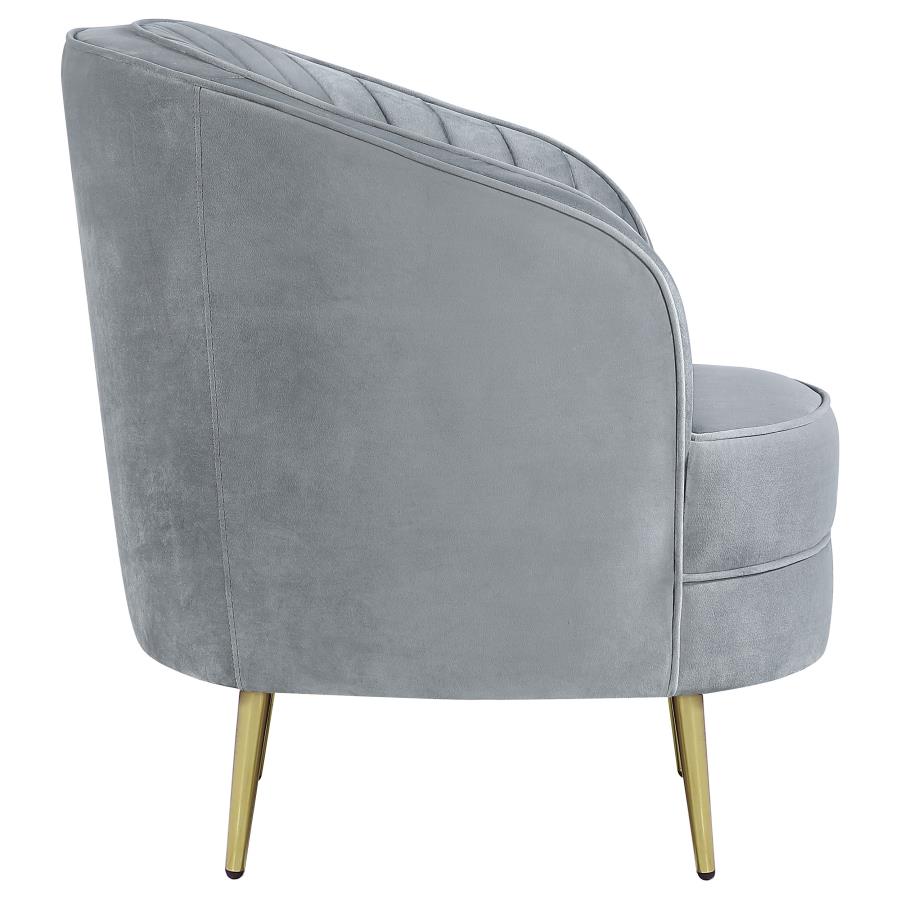 Sophia Upholstered Channel Tufted Barrel Accent Chair Grey-zoom-7