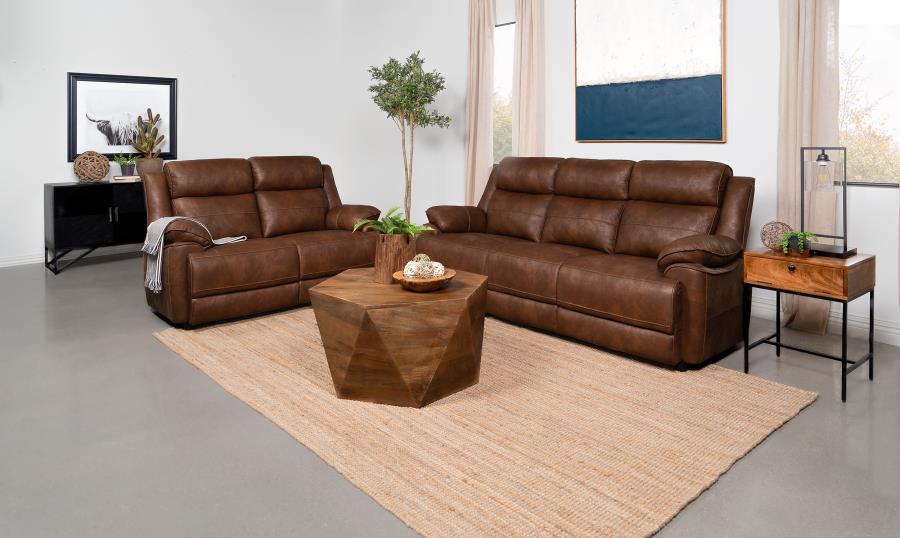 Ellington 2-piece Upholstered Padded Arm Sofa Set Dark Brown-1