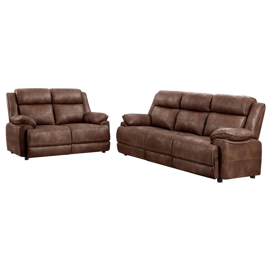 Ellington 2-piece Upholstered Padded Arm Sofa Set Dark Brown-zoom-2