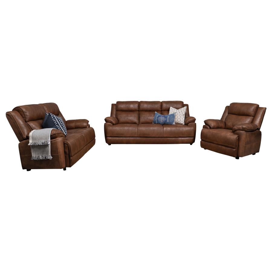 Ellington 3-piece Upholstered Padded Arm Sofa Set Dark Brown-2