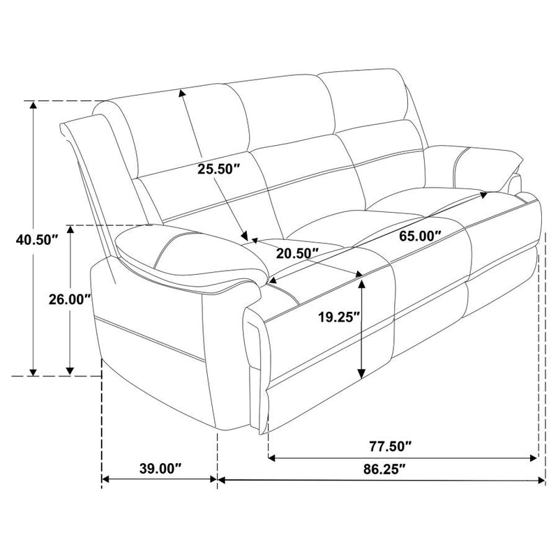Ellington 3-piece Upholstered Padded Arm Sofa Set Dark Brown-zoom-