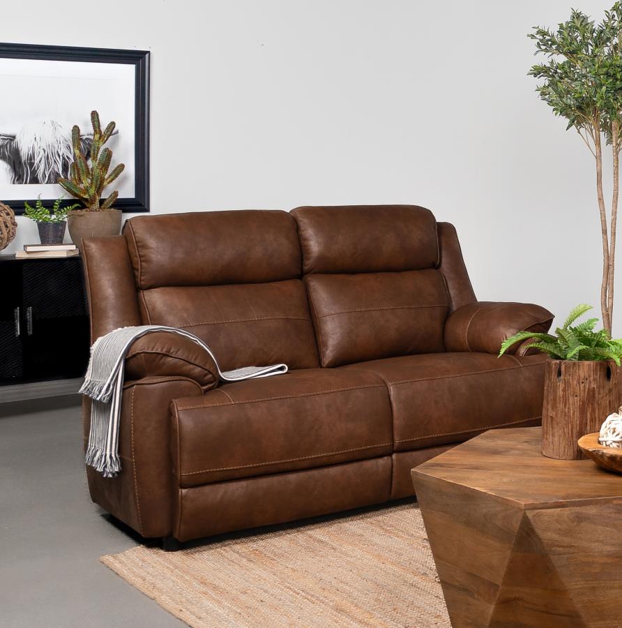 Ellington Upholstered Padded Arm Loveseat Dark Brown-2