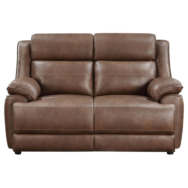 Ellington Upholstered Padded Arm Loveseat Dark Brown-zoom-