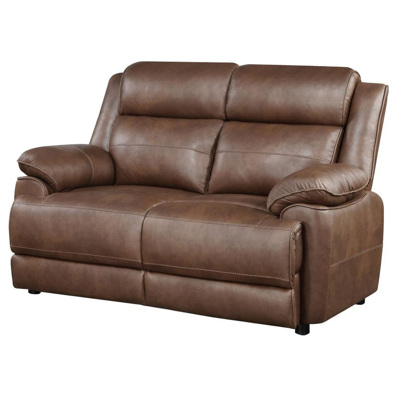 Ellington Upholstered Padded Arm Loveseat Dark Brown-zoom-