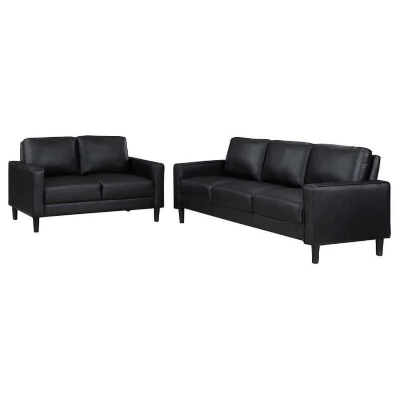 Ruth 2-piece Upholstered Track Arm Sofa Set Black-zoom-