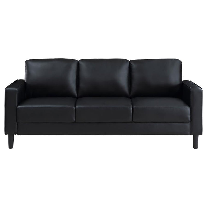 Ruth 2-piece Upholstered Track Arm Sofa Set Black-zoom-