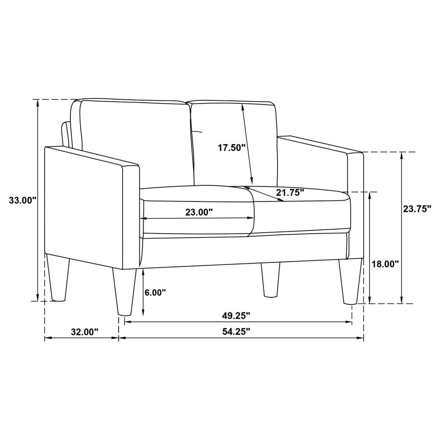 Ruth 2-piece Upholstered Track Arm Sofa Set Black-zoom-13