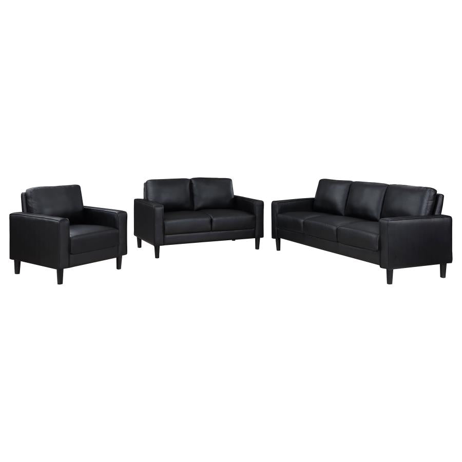 Ruth 3-piece Upholstered Track Arm Sofa Set Black-zoom-2