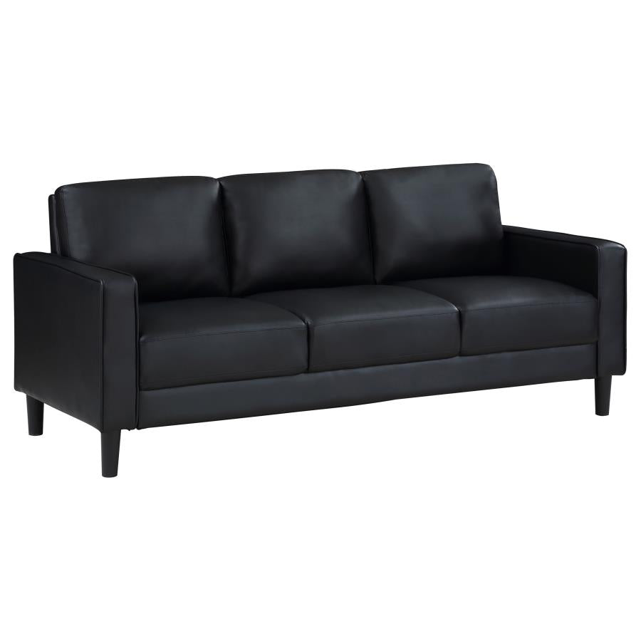 Ruth 3-piece Upholstered Track Arm Sofa Set Black-zoom-3
