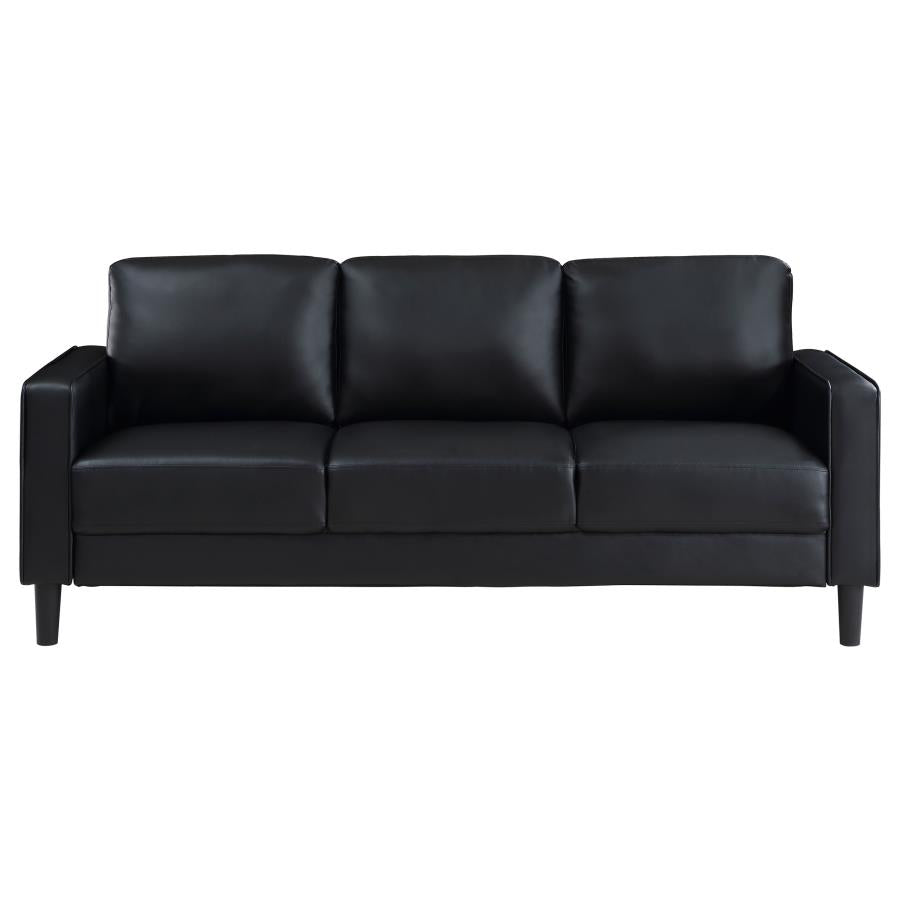 Ruth 3-piece Upholstered Track Arm Sofa Set Black-zoom-4