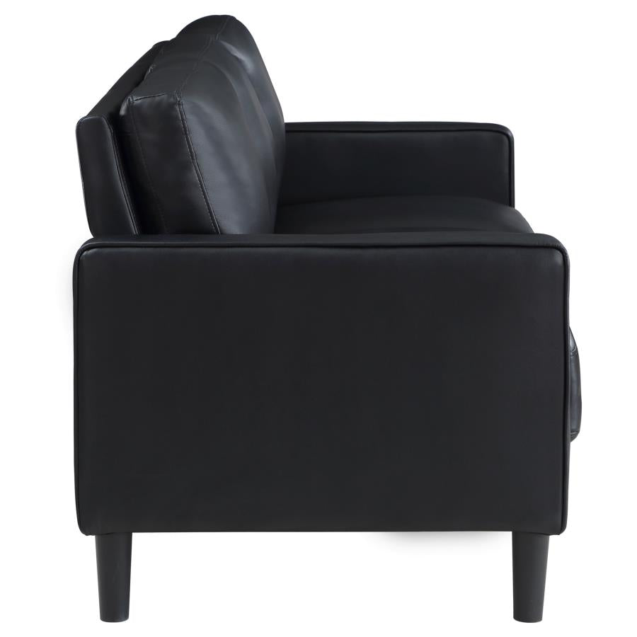 Ruth 3-piece Upholstered Track Arm Sofa Set Black-6