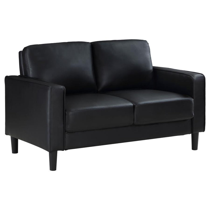 Ruth 3-piece Upholstered Track Arm Sofa Set Black-zoom-
