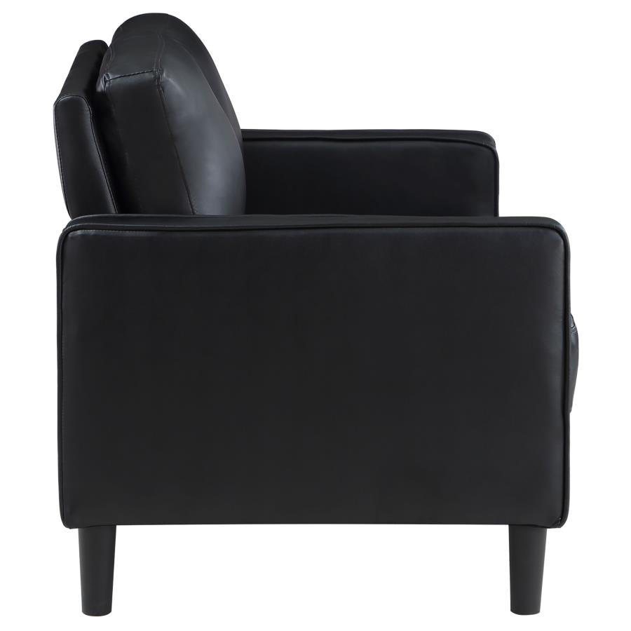 Ruth 3-piece Upholstered Track Arm Sofa Set Black-10