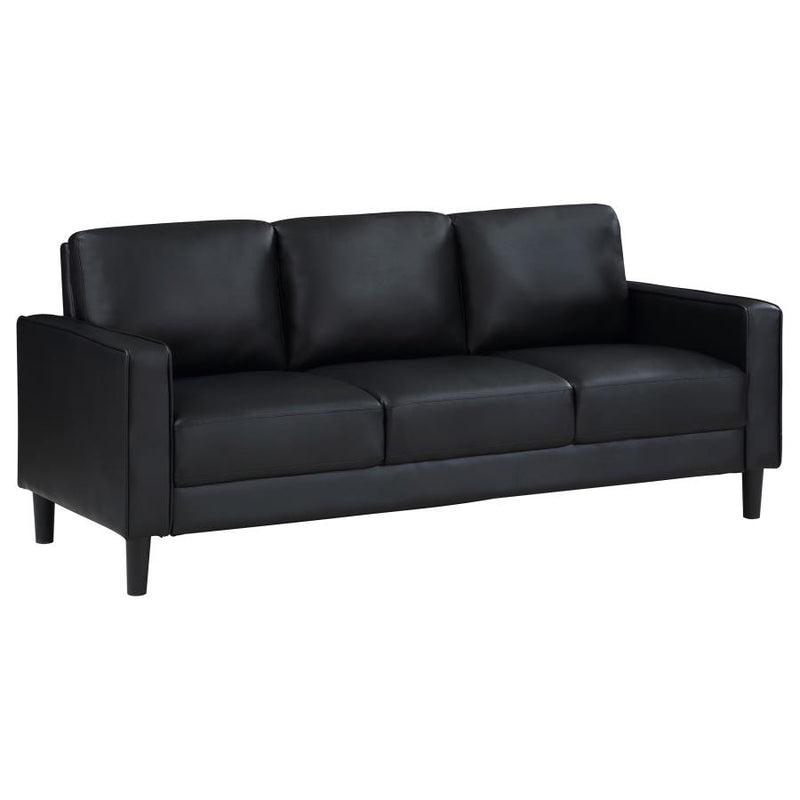 Ruth Upholstered Track Arm Sofa Black-zoom-