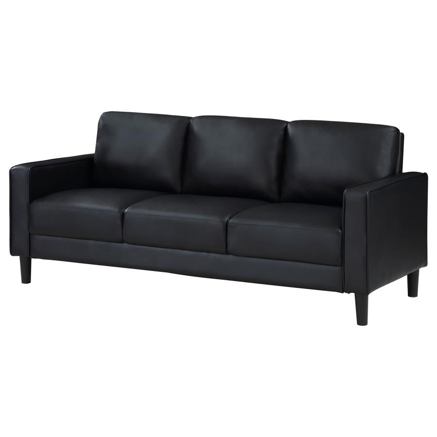 Ruth Upholstered Track Arm Sofa Black-zoom-4