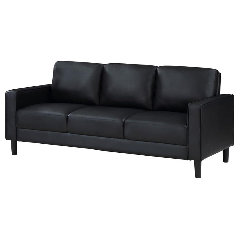 Ruth Upholstered Track Arm Sofa Black-zoom-
