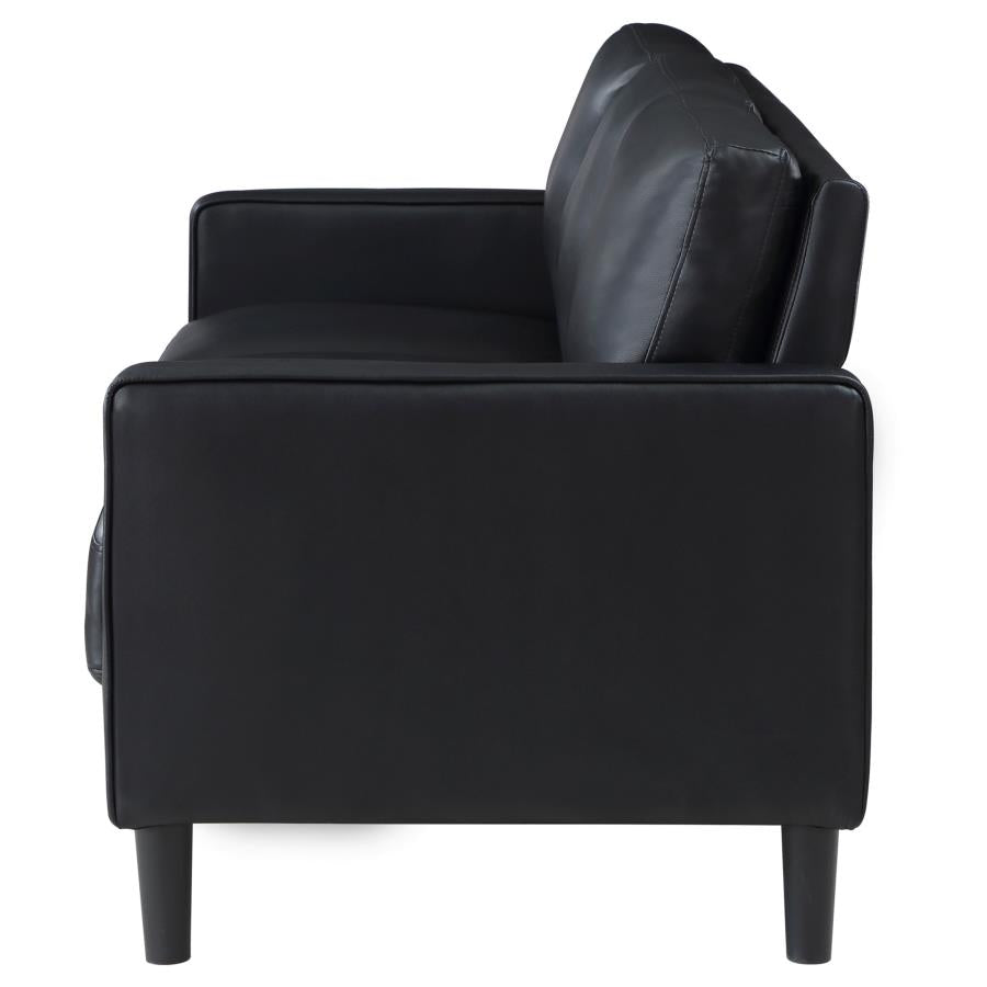 Ruth Upholstered Track Arm Sofa Black-zoom-5