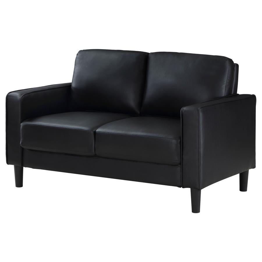 Ruth Upholstered Track Arm Loveseat Black-4