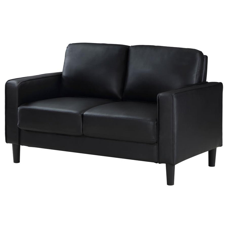 Ruth Upholstered Track Arm Loveseat Black-zoom-