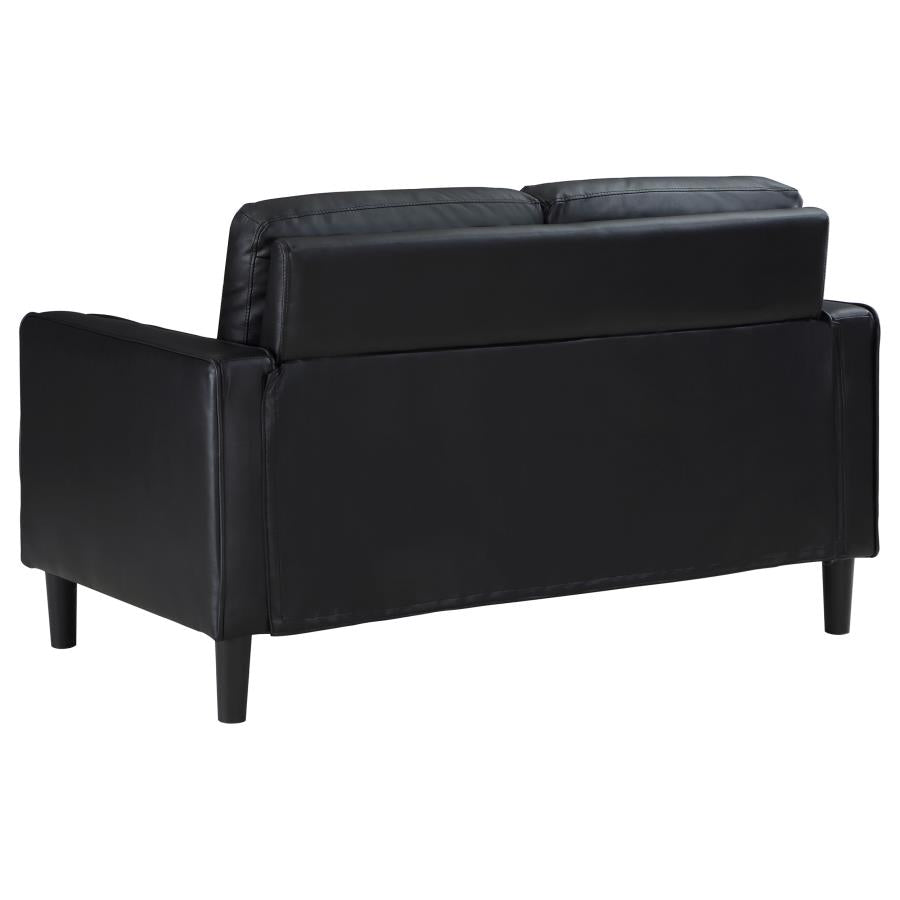 Ruth Upholstered Track Arm Loveseat Black-6