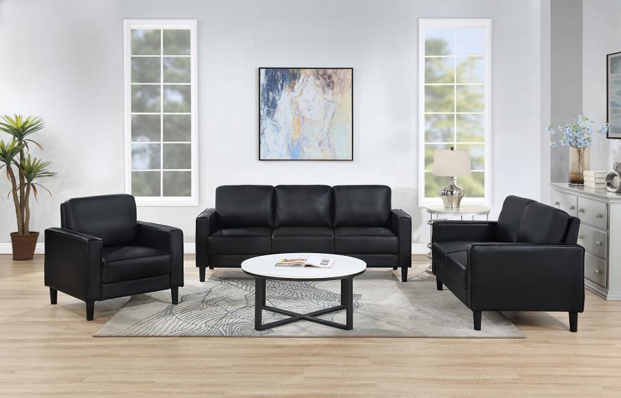 Ruth Upholstered Track Arm Loveseat Black-zoom-11